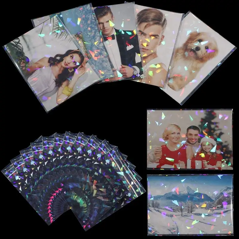 66x91mm Holographic Cracked Ice Card Sleeves Laser Flash Trading Card Protector for TCG Pokemon Yugioh Sports Kpop Photocard