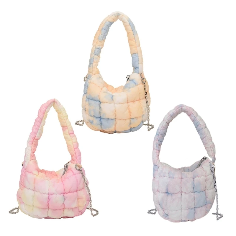 

Trendy Korean Shoulder Bag 2023 New Arrival Luxury Designer Handbag with Nylon Tie Dye Embroidered Rhombus Decoration