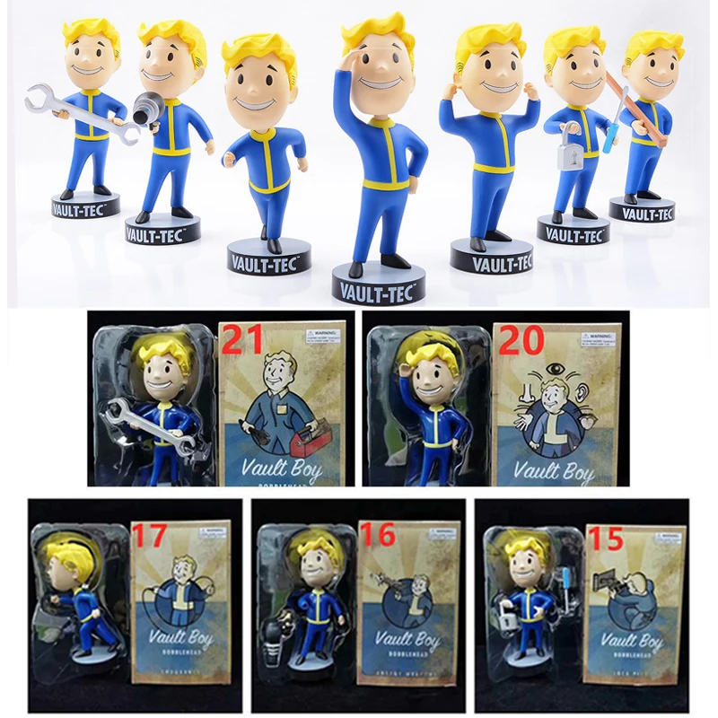 New 7pcs Figurine Vault Boy Action Figures  Shaking Head Series Figures Pvc Statue Collection Model Toys Kids Gift