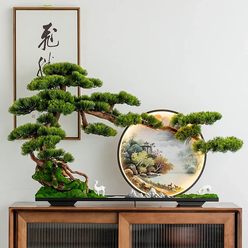 Yingke Pine Bonsai Green Plant Living Room and Hotel Home Hallway Soft Decorative Ornaments