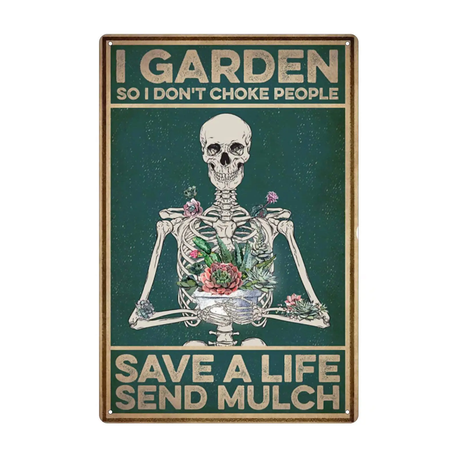 Yepzoer Skull Retro Style Metal Tin Sign,Save A Life Send Mulch,Wall Decor Retro Metal Plaque Bar Pub Vintage Poster Set 8x sign