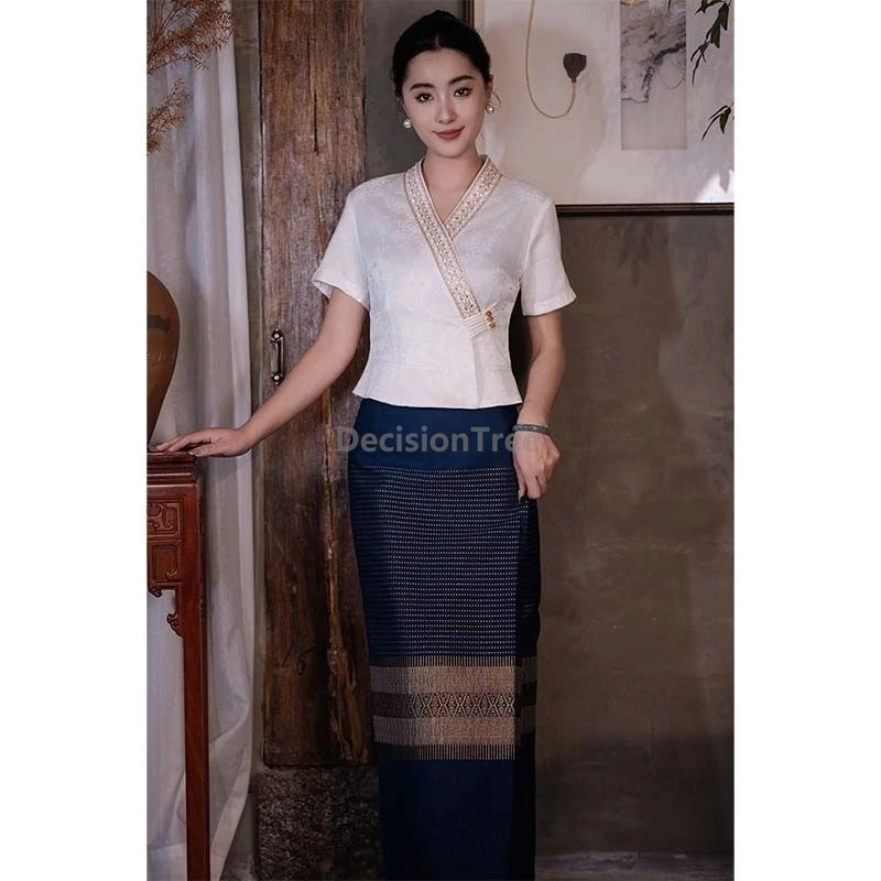 

Женская чайная одежда в китайском этническом стиле 2025 года, повседневная рабочая униформа в Таиландском стиле, элегантная традиционная темпераментная одежда