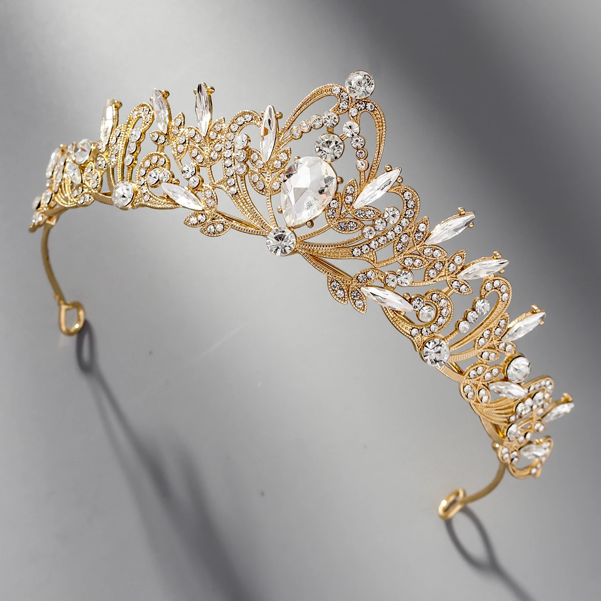 Miallo سبائك ذهبية حجر الراين الأميرة تاج موضة الباروك كريستال عقال إكسسوارات الشعر مجوهرات خوذة الحفلات