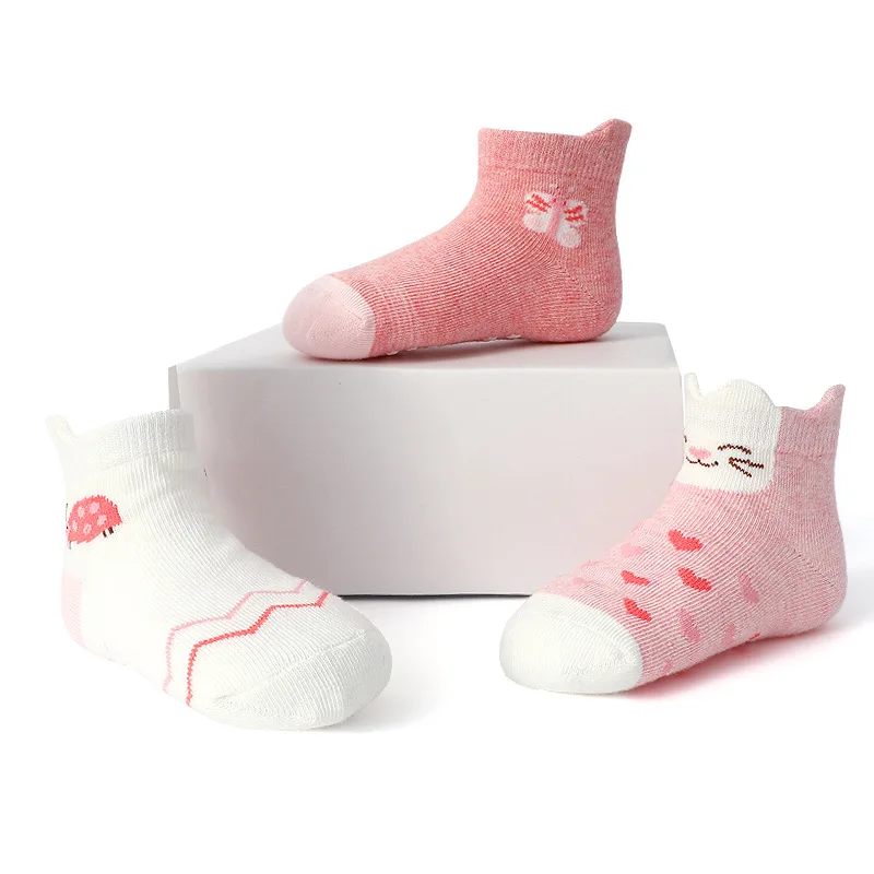 6/12 Paar rutschfeste Socken für Mädchen, niedliches Cartoon-Blumen-Herz-Streifenmuster, Bodensocken für Kinder, Babys, Kleinkinder, für alle Jahreszeiten – Detail 4