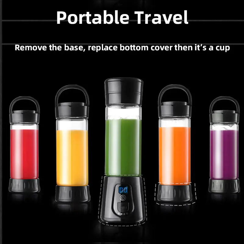 

420ml Portable Juice Cup,USB Charge Juicer,Mini Ice Crusher,Household Kitchen Glass Blenders,Fruit Mixer Machine,LCD Display