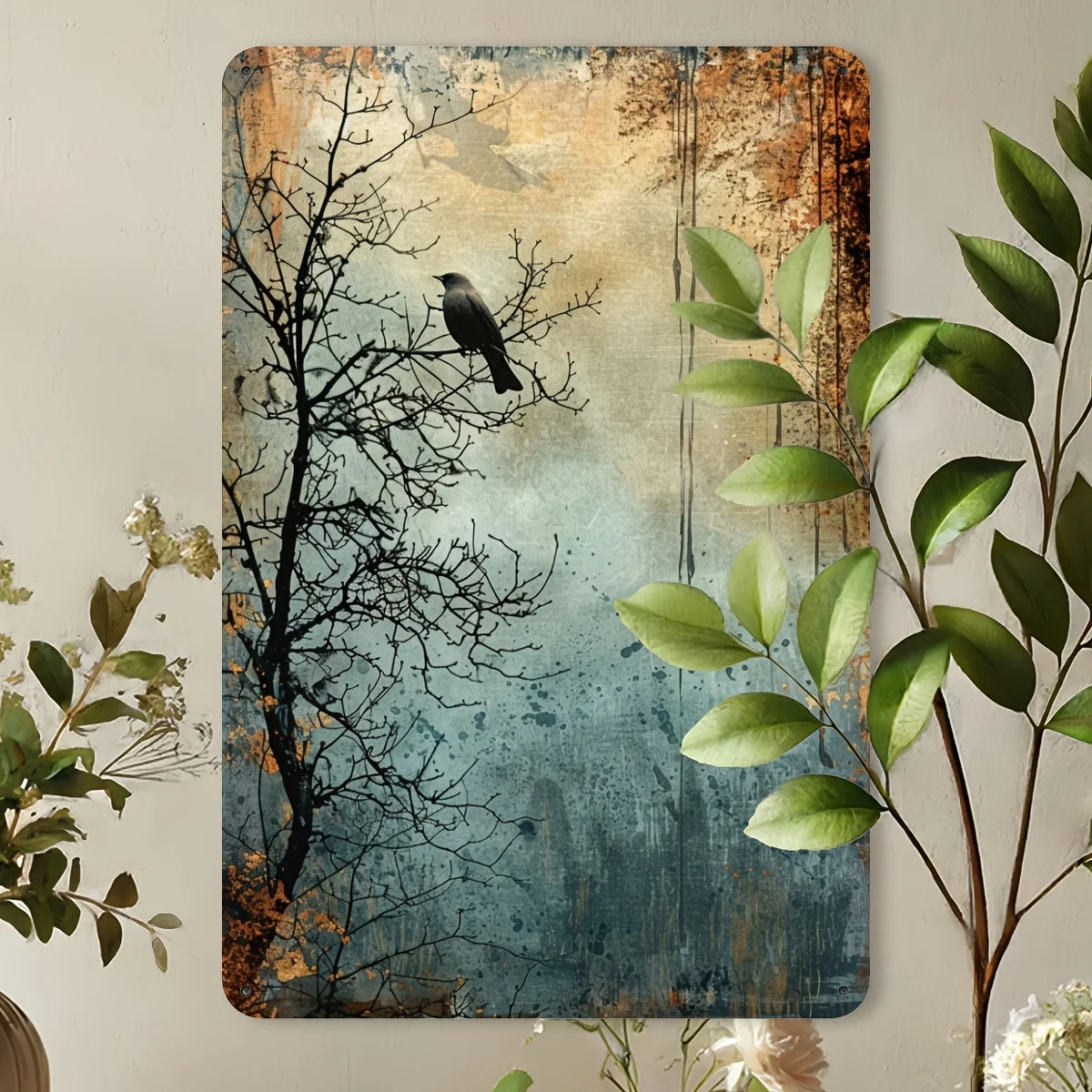 لافتة معدنية من القصدير للطيور العتيقة - لوحة فنية جدارية مزخرفة مقاس 8 × 12 بوصة للمنزل والبار والمقهى والجراج