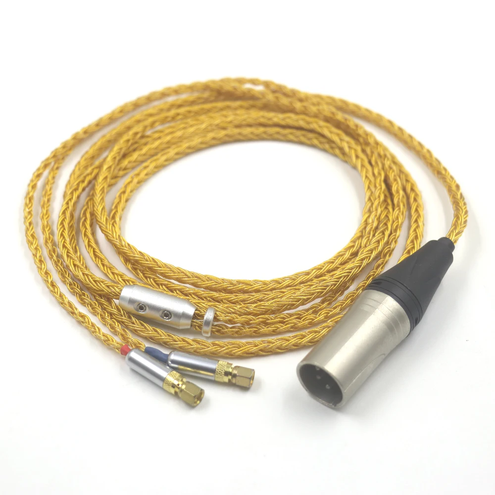 كابل ترقية سماعة الرأس Haldane 16 Core 99% 24k مطلي بالذهب OCC لـ (مع المسمار) Hifiman HE6 HE5 HE400 HE500