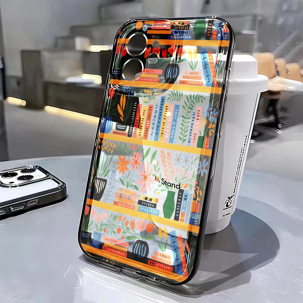 Kreatives Bücherregal-Muster Transparente Handyhülle für iPhone 15 Pro Max 16 13 17 14 ProMax 12 11 Plus 7 8 XS XR Klare Schutzhülle – Detail 5