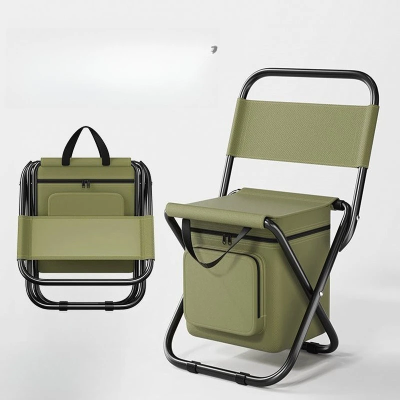 Przenośne składane krzesło outdoorowe 3w1, krzesło rekreacyjne, krzesło outdoorowe w kamuflażu, krzesło kempingowe, krzesło wędkarskie, krzesło z chłodziarką.