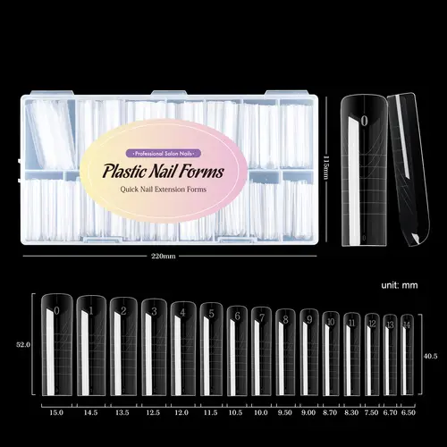 MOWOT New Square Dual Nail Form Extension False Nail Tips Quick Building Gel Molds Full Cover Large Size Acrylic Nail Top Forms - Image 12