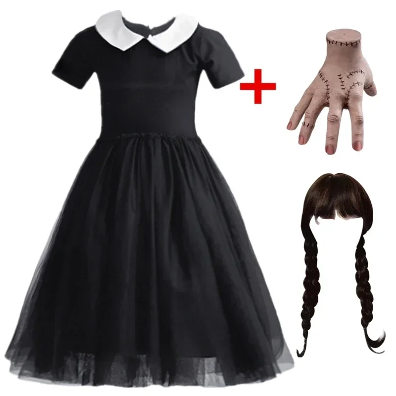 2024 New Ghost Witch Carnival Vestido for 3-10Y Children Clothes Black Mesh Cosplay Dress Halloween Party Costume for Girls Kids