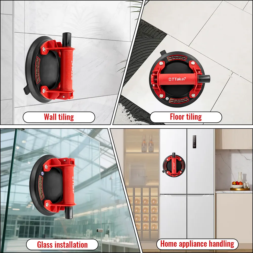 Heavy-duty vacuum suction cups.Handheld lifting sucker, carrying capacity 220 kg. Material handling: Tiles, large glass