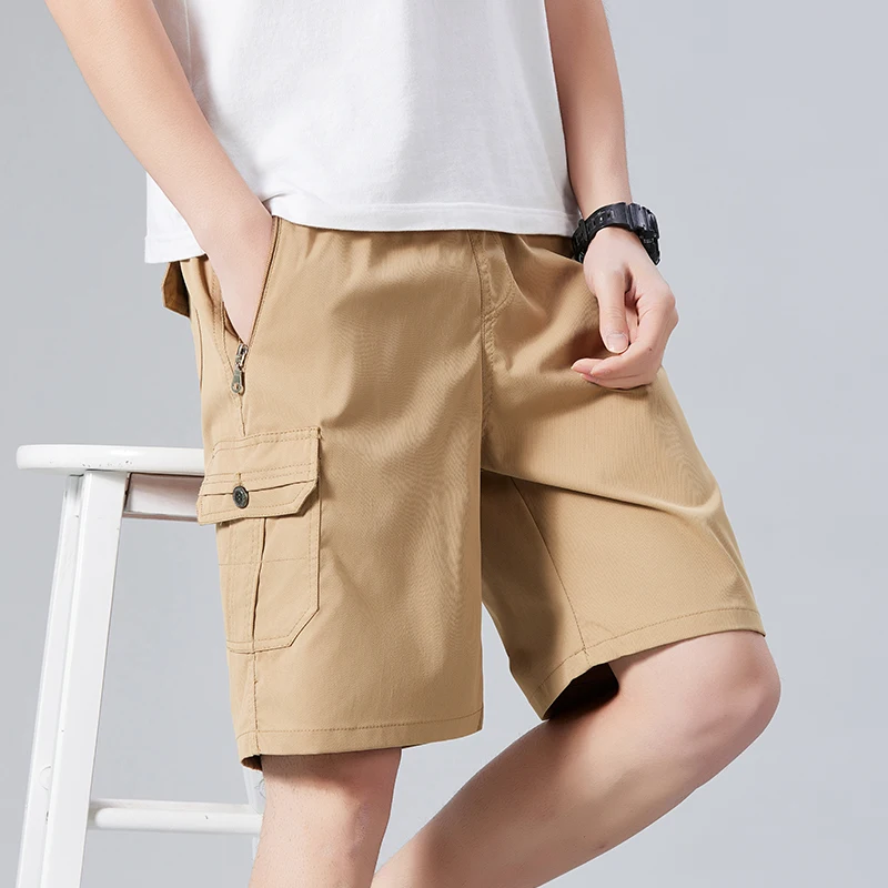

Classic men's workwear shorts with multiple zippered pockets perfect for summer work hiking travel and daily casual wear