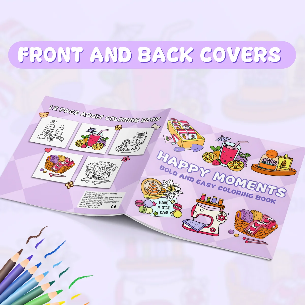 لحظات سعيدة، كتاب تلوين بأنماط جريئة وسهلة للبالغين، كتاب رسم لطيف، هدية مثالية للحفلات وفكرة هدية عيد الميلاد #3