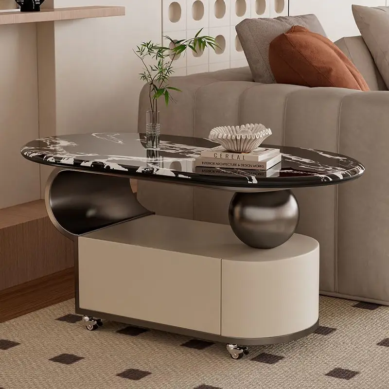 Coffee table, living room, premium with drawers, small table, household living room, small apartment, mobile side table with whe