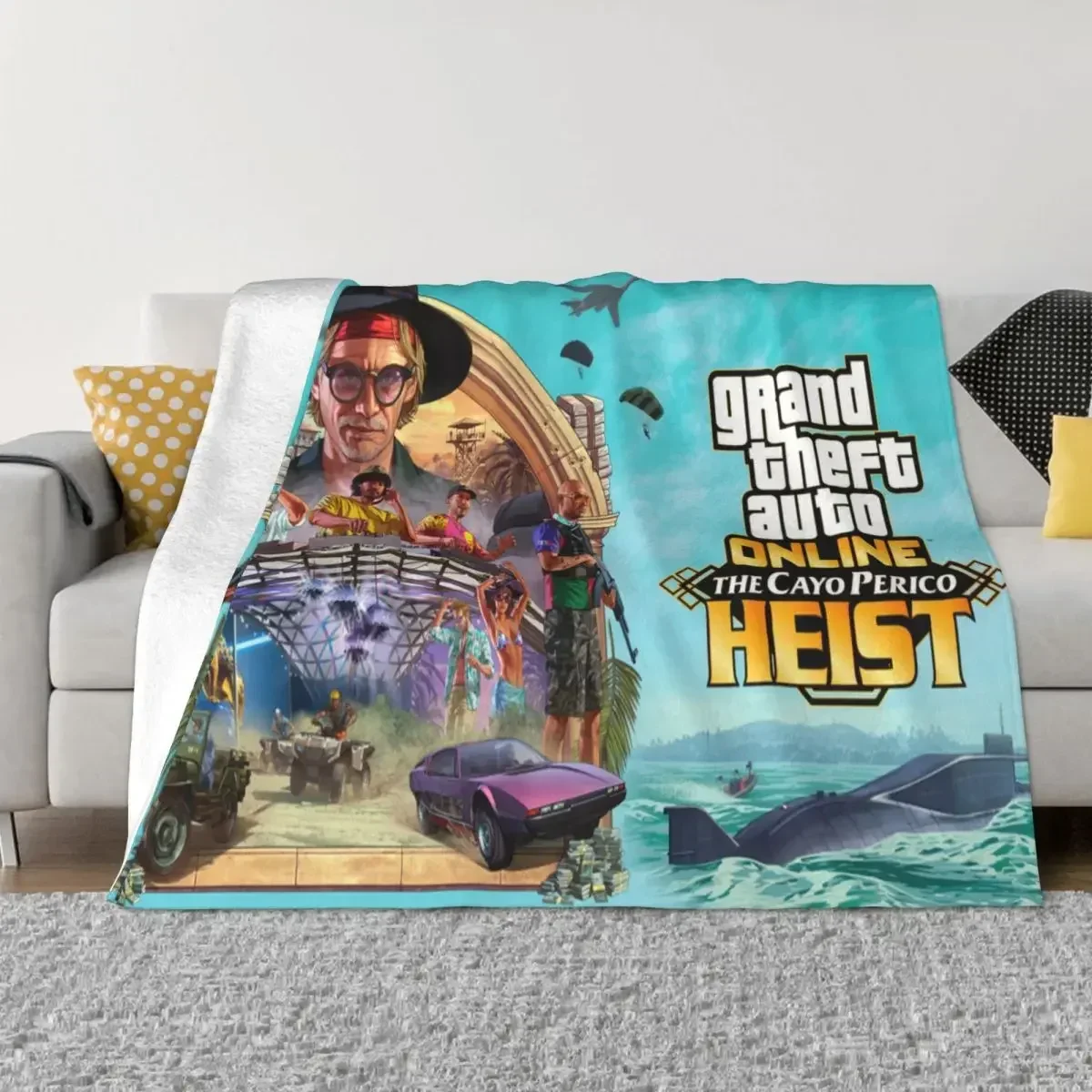 Fleece Grand Theft Auto San Andreas Throw Blanket Warm Flannel GTA Video Game Blankets for Bedroom Car Sofa Bedspreads