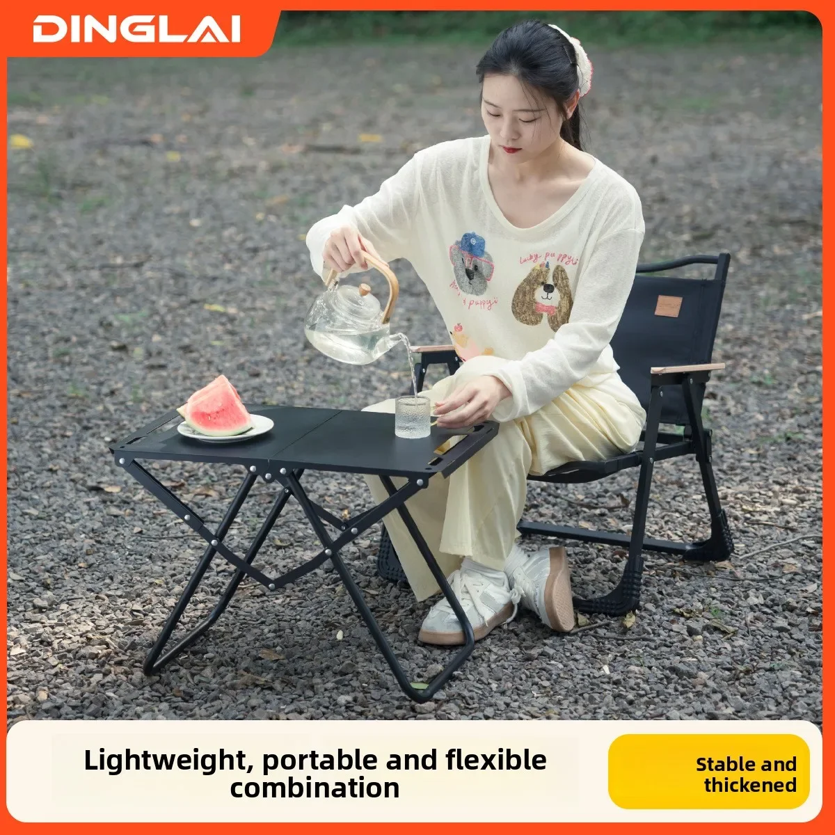 Outdoor folding table Camping table and chairs Multifunctional simple and lightweight picnic equipment Full set of picnic