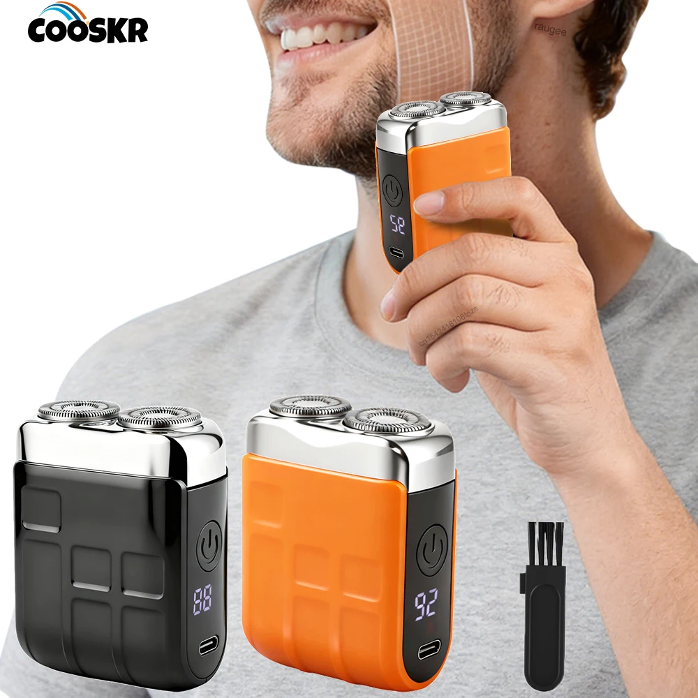 Mini Afeitadora Eléctrica para Hombre, Recortadora de Barba Facial Húmeda/Seca, Recargable, Portátil, con Cuchilla de Doble Cabezal