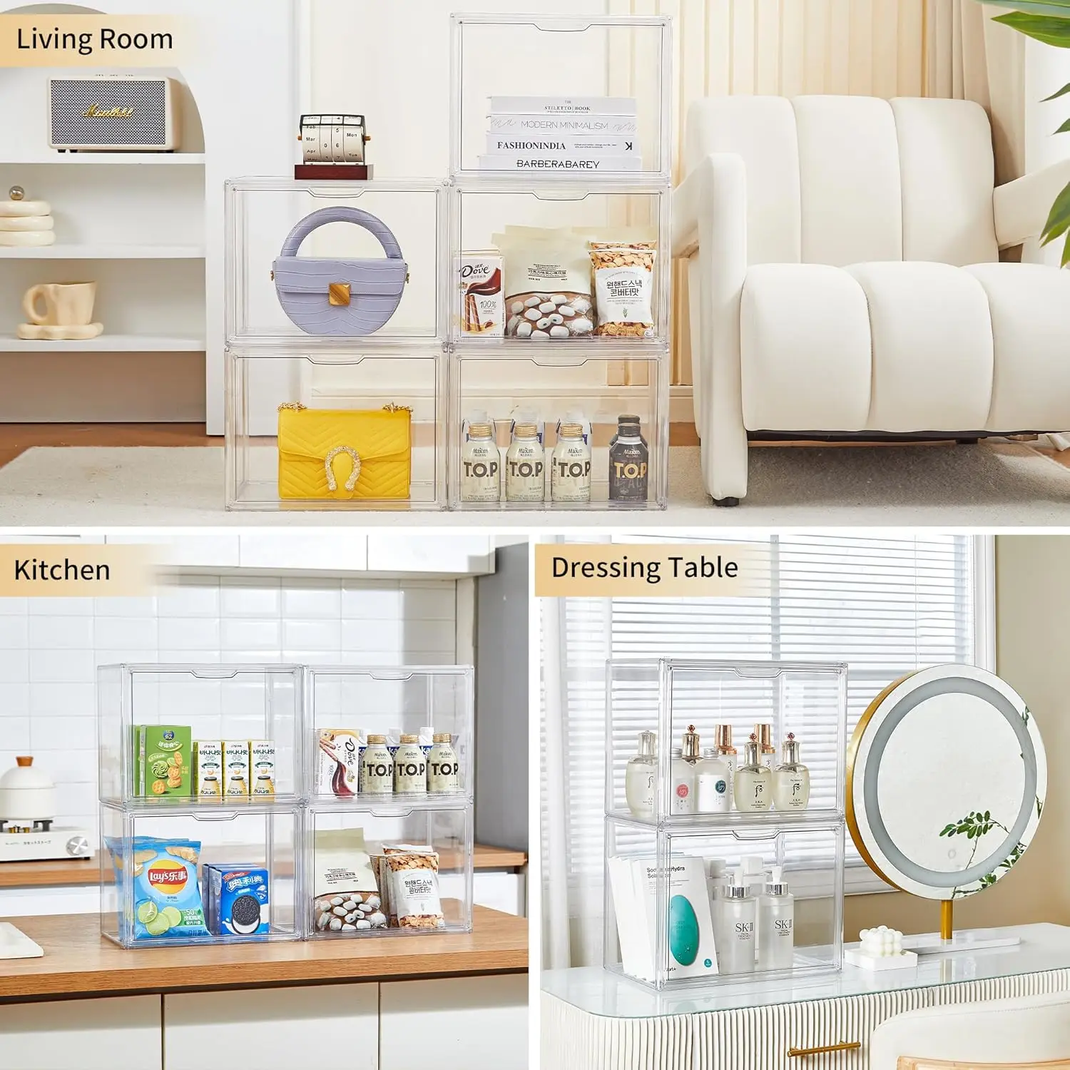 1 قطعة/3 قطعة واضح سعة كبيرة صندوق تخزين المنظم لشخصيات صندوق أكريليك صندوق أعمى لعبة ماكياج عرض المنظم لحقيبة