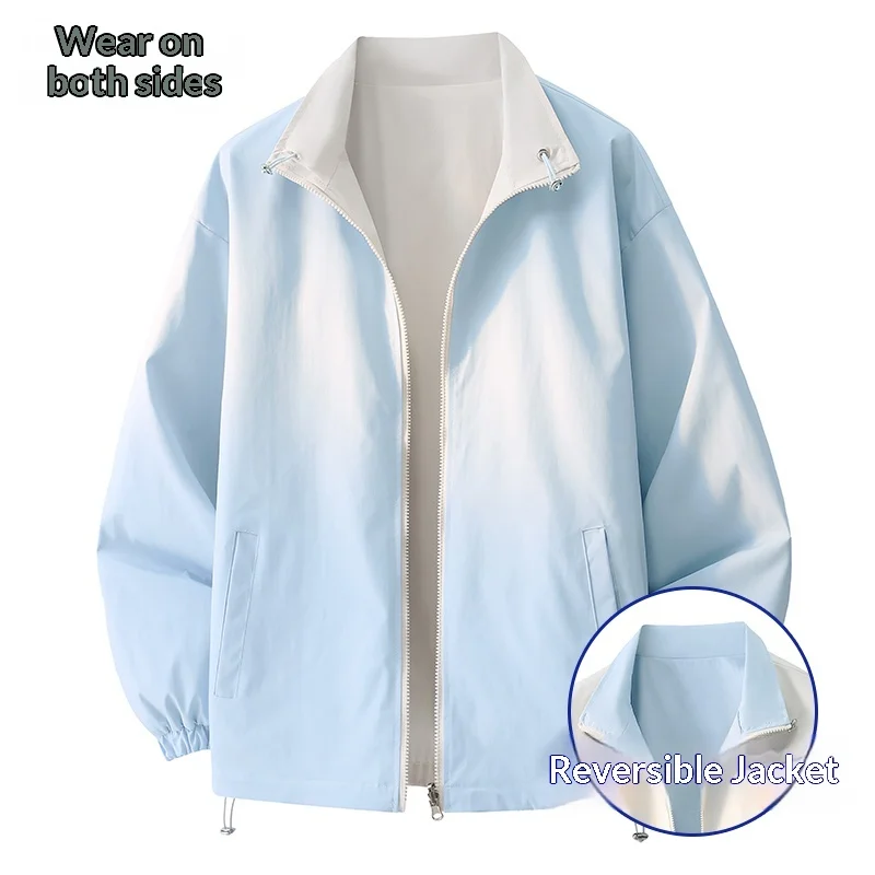 

Мужская двусторонняя куртка с цветными блоками мятно-зеленого цвета / бордового / черного и многого другого + двусторонняя конструкция для двух стилей, идеально подходит для весенних и осенних прогулок, для повседневного ношения, простая и чистая для повс