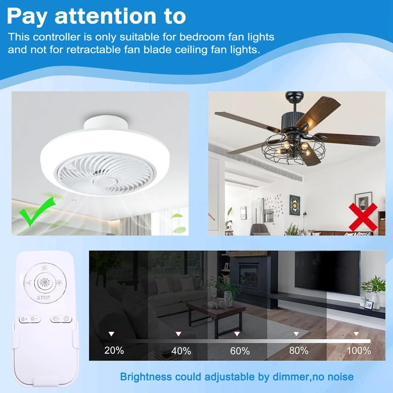 Bedroom Ceiling Fan Light Remote Control 100W Receive Controller Driver Fan Light Accessories 30-50W X 2