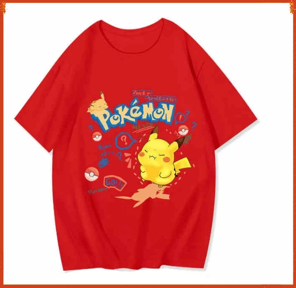 Y2k Harajuku Pokemon Pikachu Cartoon Print T-shirts Short-Sleeved T-Shirt Men and Women with The Same Fashion Loose-Fitting Top