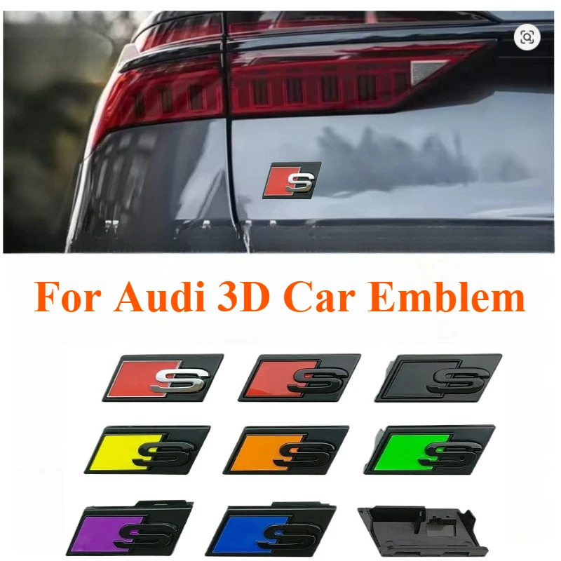 

For Audi 3D Car Emblem DIY Custom Bumper Letter S Badge Front Grill Logo Decoration Automotive Exterior Modifications Accessory