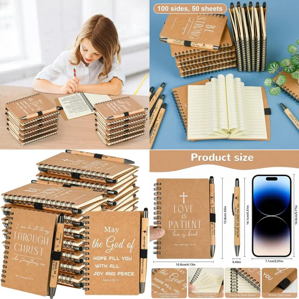 

Bulk Christian Prayer Journals with Pens - Small Notebooks for Church, Bible Study & Gifts (60 Sets, Brown)