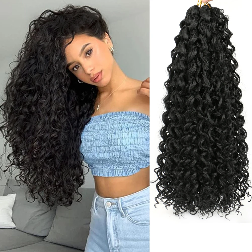

18 Inch Gogo Curl Crochet Hair Pre Looped Long Curly Ocean Water Wave Synthetic Crochet Braids Pre Twisted for Women