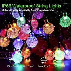 Luzes de corda solares ao ar livre luz movida a energia solar led globo de cristal luz com 8 modos à prova dwaterproof água para jardim decoração festa natal