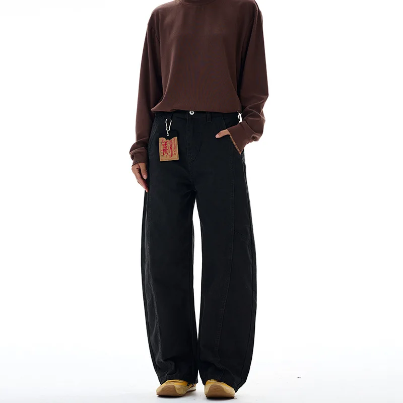 

American Vintage New Fashion Men's Solid Color Simple Basic Daily Casual Trendy Loose Wide Leg Trousers Male 2026 Pants Clothes