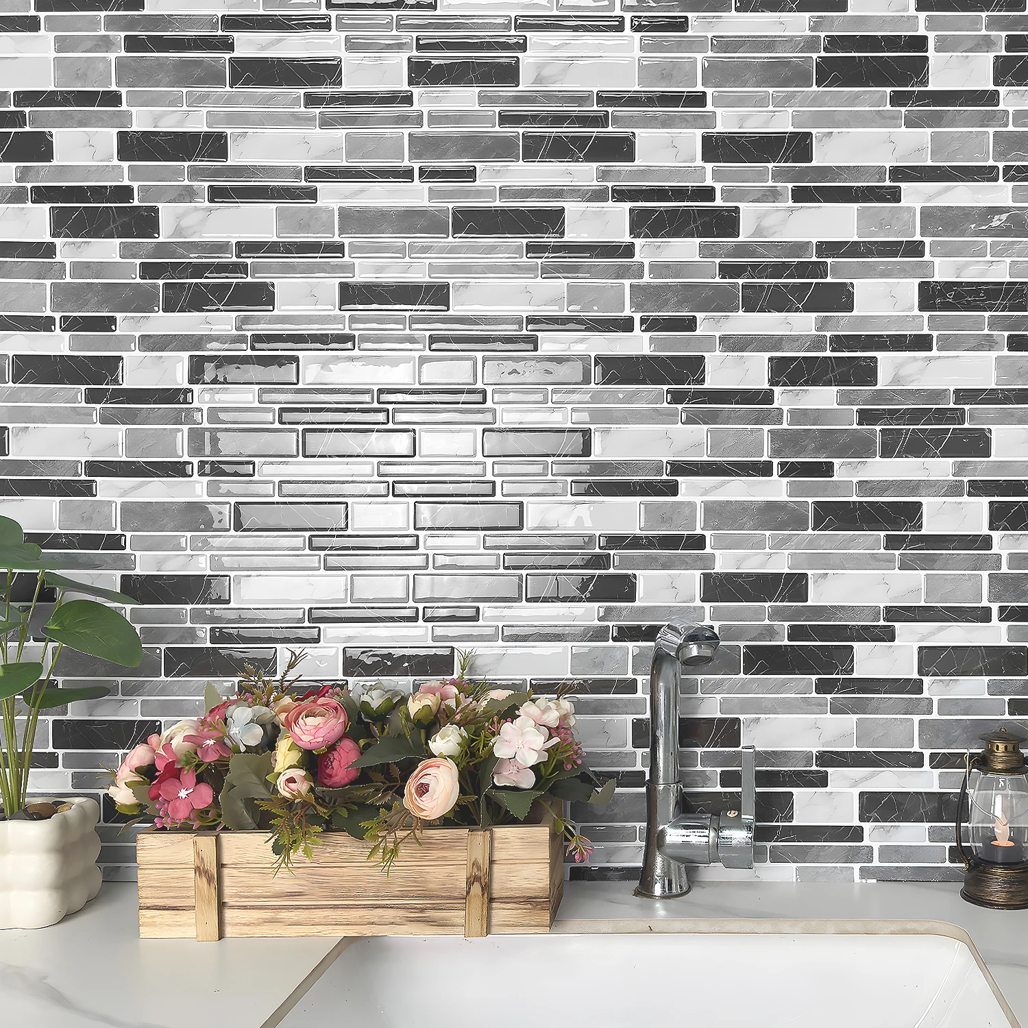 

8/16/32 Sheets Waterproof and Oil Resistant Peel Wallpaper PVC Bathroom, Kitchen & Home Decor with Marble Texture