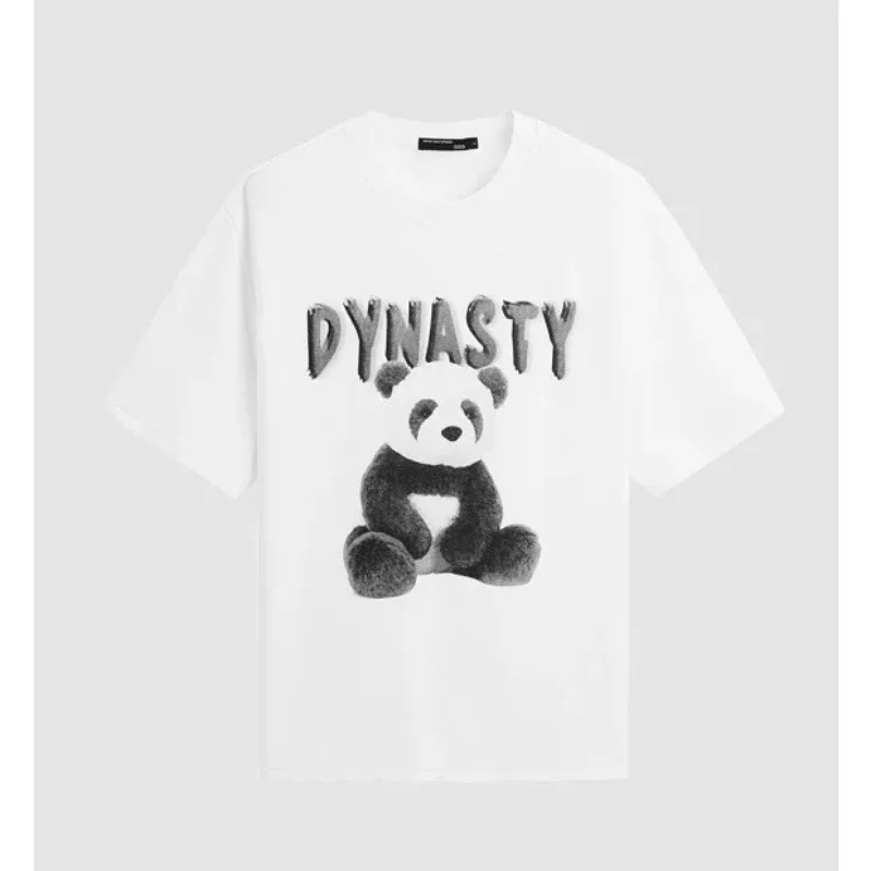 

Fashionable Giant Panda Printed Pattern Tops Harajuku Trend 2024 Summer New All Cotton Men's Short Sleeve Round Neck T-shirt