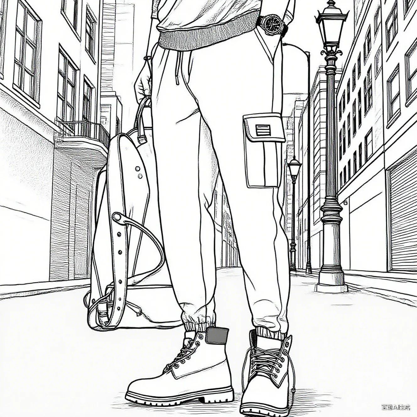 

Men's street style loose-fitting multi-pocket jogging pants with a waistband for spring and summer 2025, suitable for fitness an