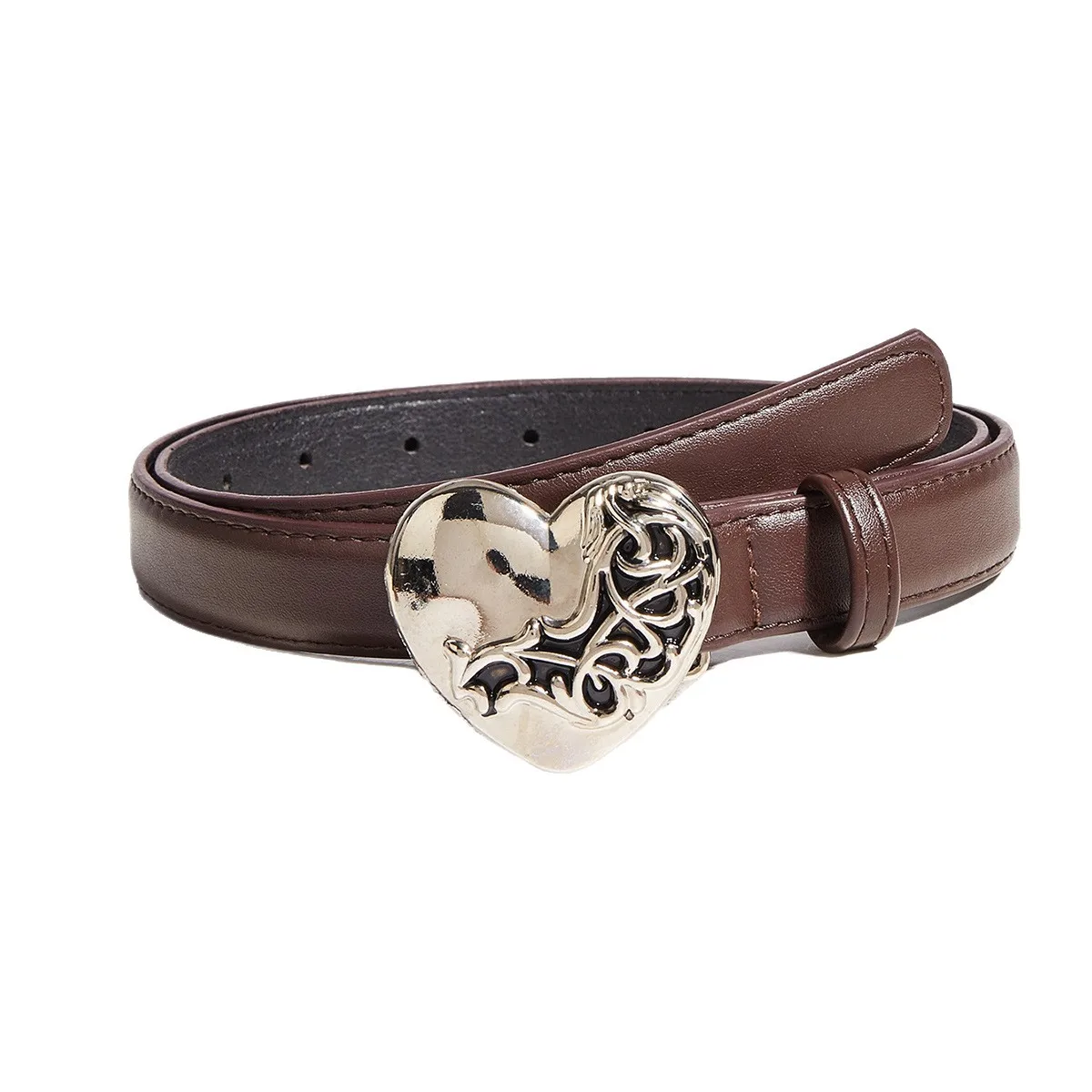 حار بيع جديد معدن القلب مشبك حزام تنوعا بسيطة وغير رسمية الرجعية حزام المرأة الديكور حزام الجينز الاتجاه #5