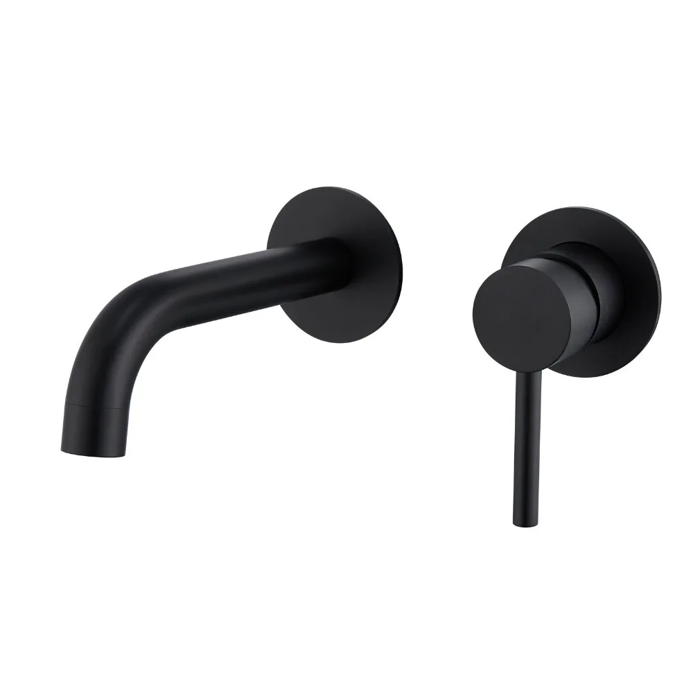 

Bathroom Basin Faucet Sink Tap Wash Mixer Hot And Cold Water Wall Mounted Spout Bath Single Handle Ceramic Cartridge Crane