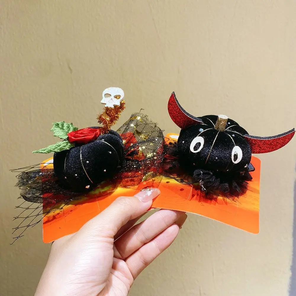 Funny Bow Halloween Hair Clip Y2K Ghost Witch Hat Hairpins Gothic Style Skull Pumpkin Hair Clips Cosplay