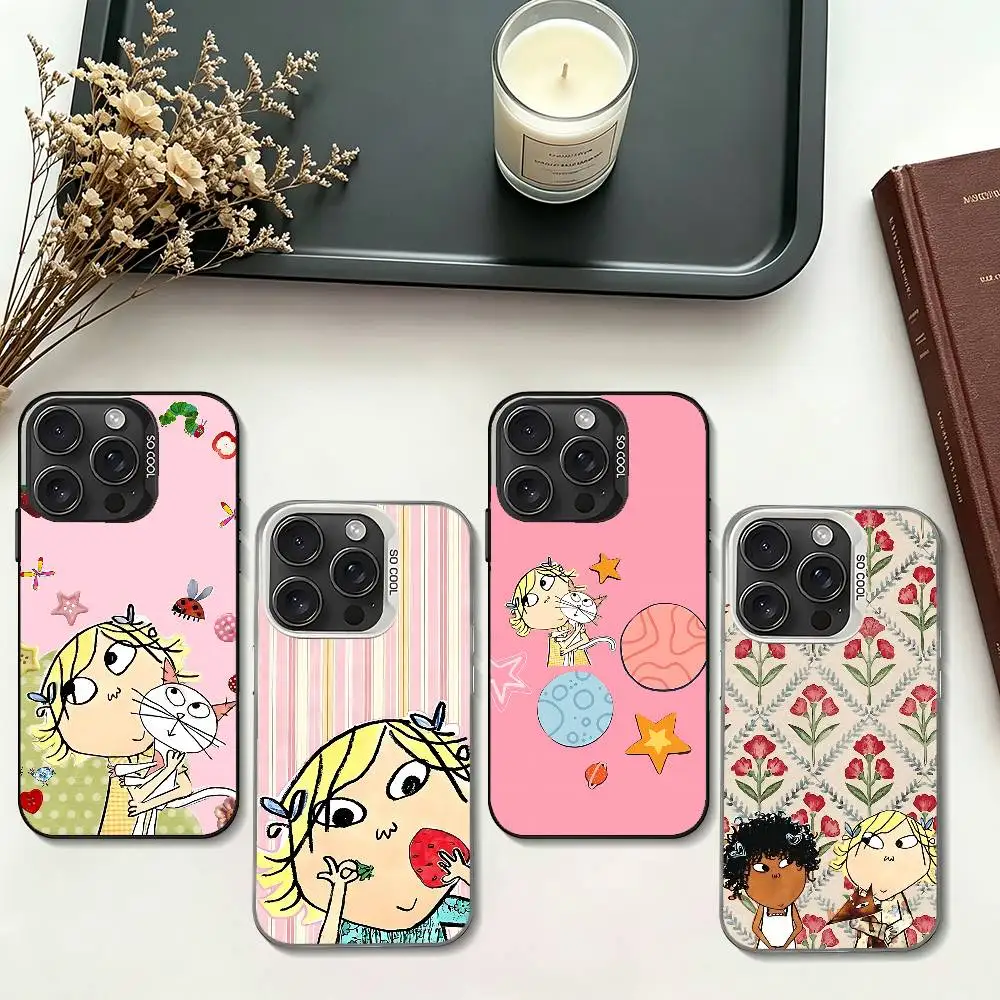 Funda Antigolpes Plateada con Diseño de Charlie y Lola para iPhone 17 16 15 14 13 12 11 Pro Max