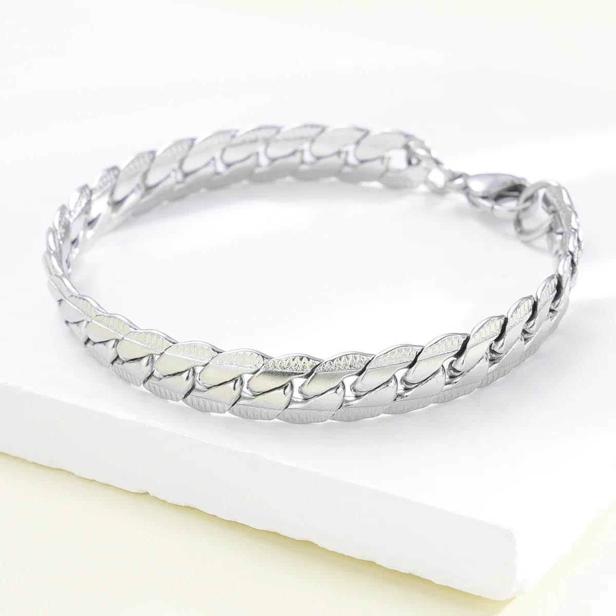 1pcs New Creative Personalized And Fashionable Bracelet Simplicity Commuter Men's Titanium Steel Cuban Handmade Wholesale