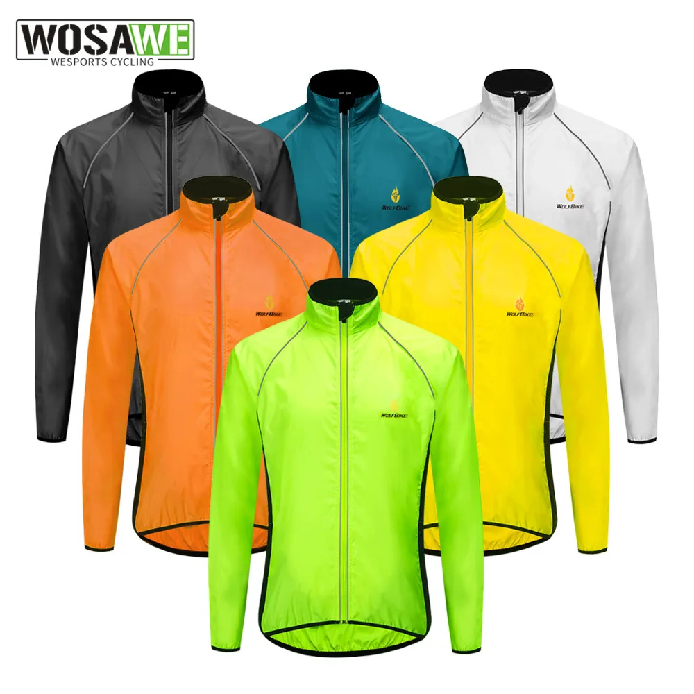 WOSAWE 6 Colors Men's Sports Jackets Breathable Reflective Clothing Cycling Bike Bicycle Windbreaker Running Wind Coat Gym Top