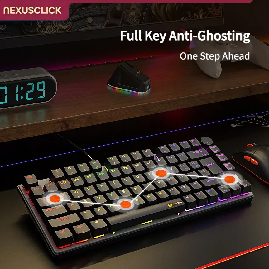 NexusClick 75% Layout 80 Keys Hot Swappable Mechanical Keyboard,PBT Keycaps RGB Volume Knob Type-C Custom Gaming Office Keyboard