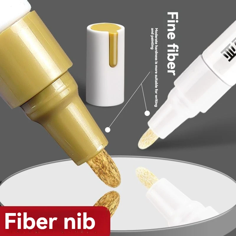 12PCS Matters Metal Paint Pen Waterproof Quick Drying White Oil Marking Pen Steel Industrial Tire Repainting Non Fading Marking