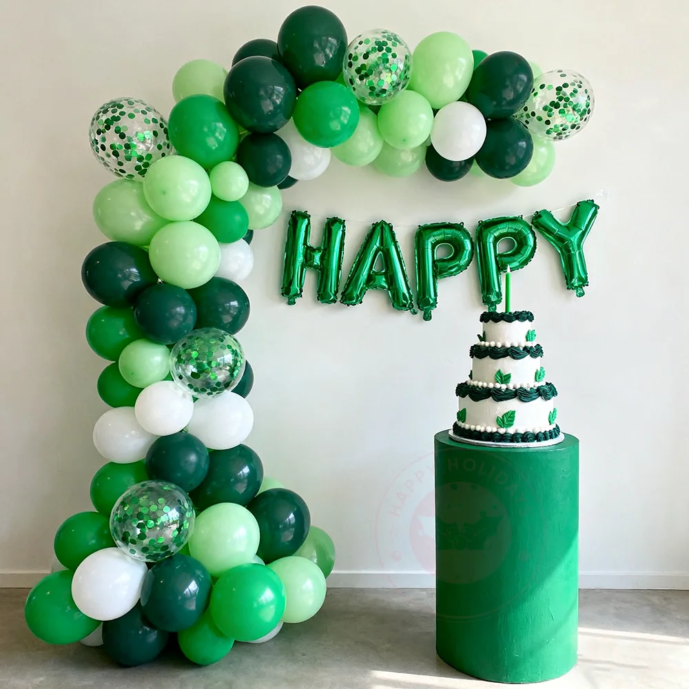 

25pcs 10" Matte Green Balloon Decoration Light Green Latex Balloons Green Glitter Balloon Set Birthday Wedding Event Scene Decor