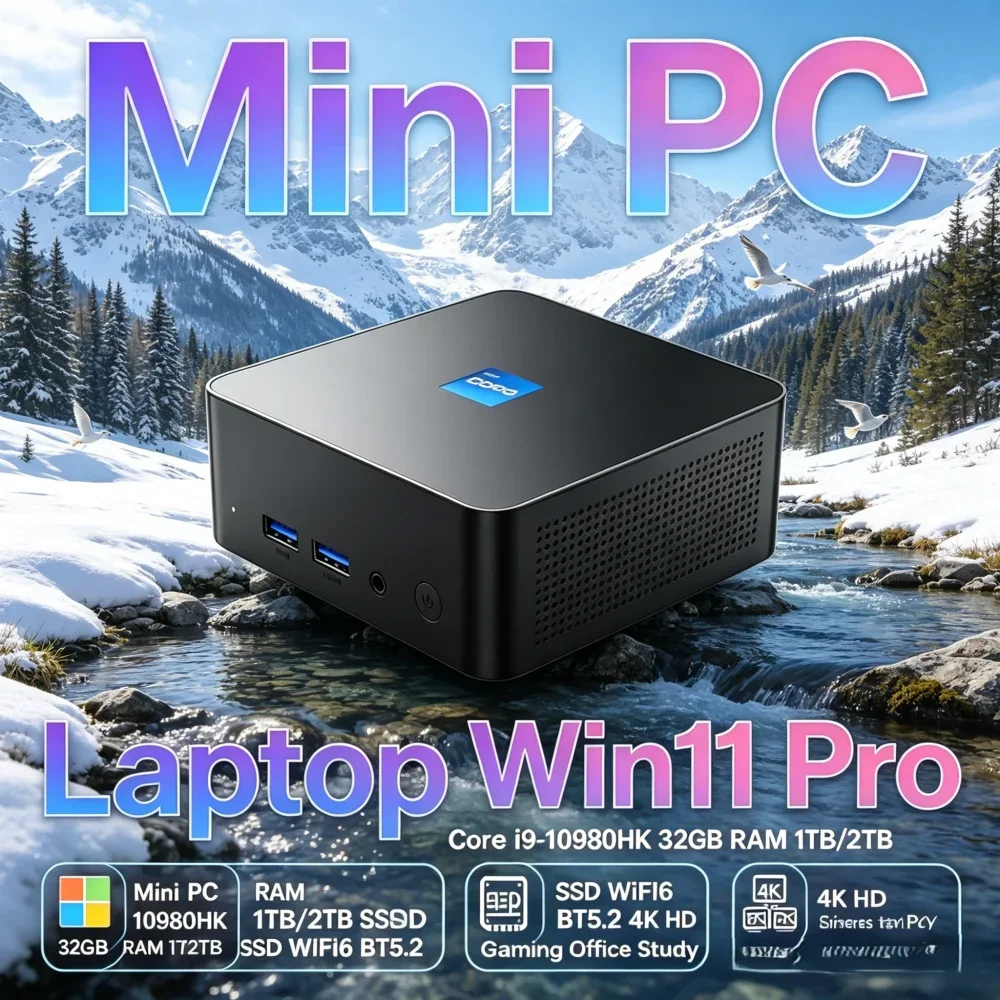 

Mini PC Laptop Win11 Pro Core i9-10980HK 32GB RAM 1TB/2TB SSD WiFi6 BT5.2 4K HD Office Gaming 3-Year Warranty