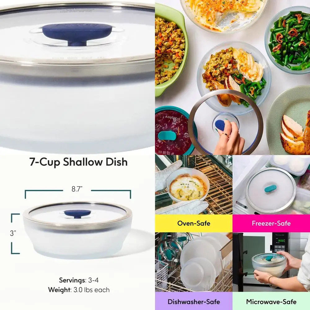 

Стеклянный контейнер для микроволновой печи с герметичной крышкой — штабелируемая пароварка для разогрева и приготовления овощей на пару