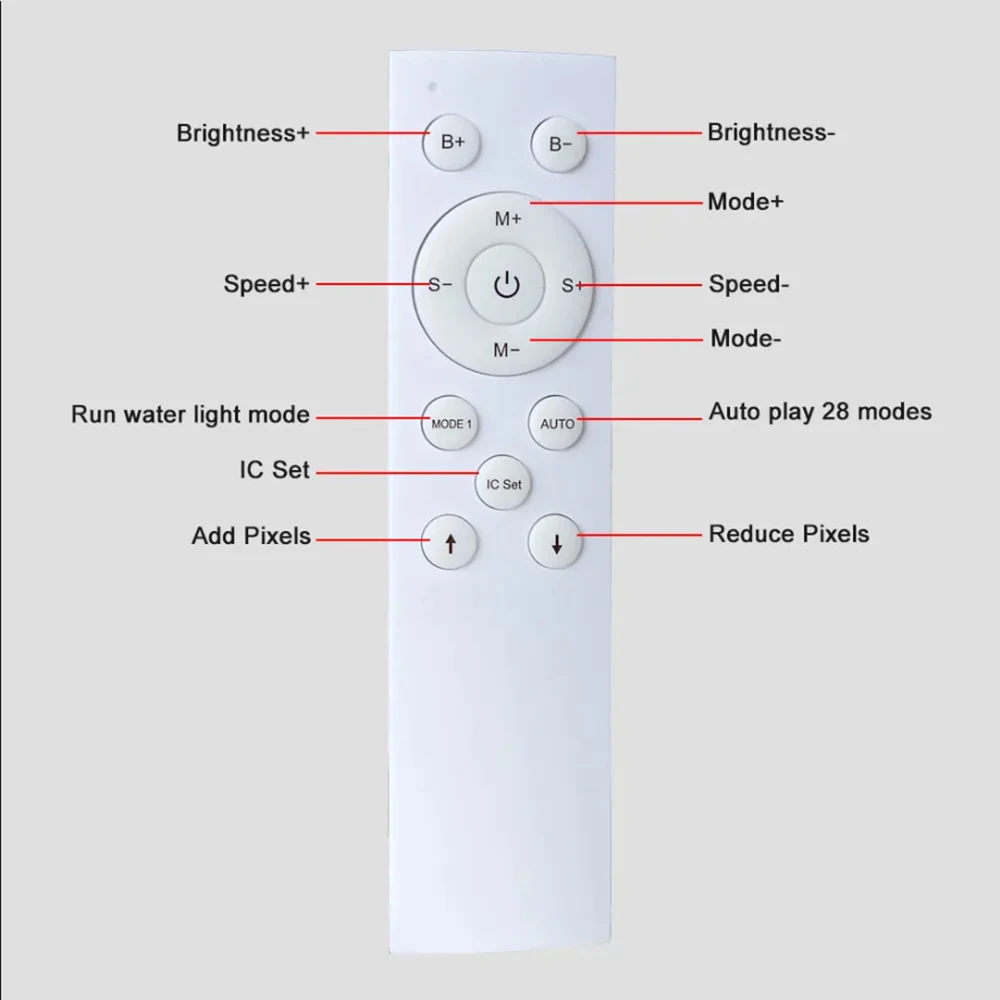 DC5V-24V Running Water LED Controller With White/Black 12Key RF Remote For Single Color Flowing Horse WS2811 Pixel Strip Light