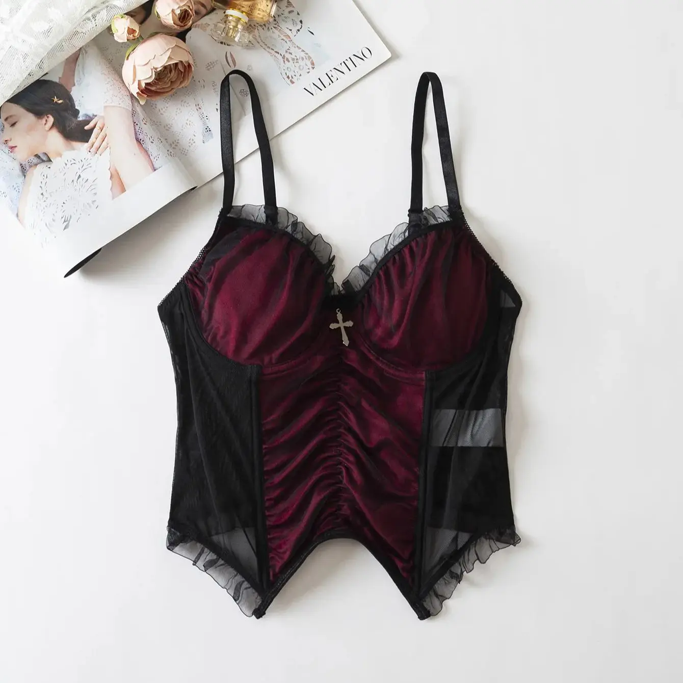 

Sleeveless Crop Top Halloween Clothing Gothic Vest Woman's Corset Sexy Lingerie Slim Halter Camisole Summer Party Rave Tank Tops