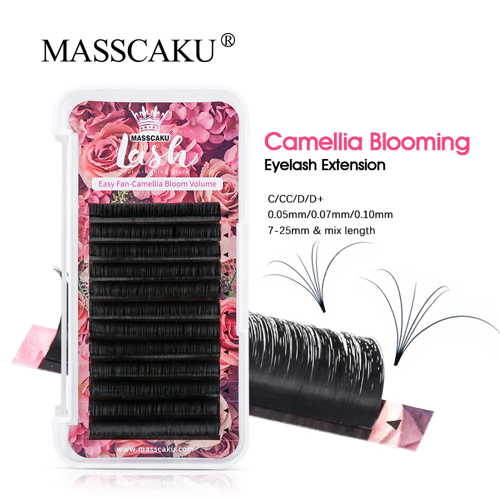 Austomatic Flowering Eyelash Extension MASSCAKU One second Making Fans Eyelash Extension Natural Camellia Faux Mink Lash Makeup