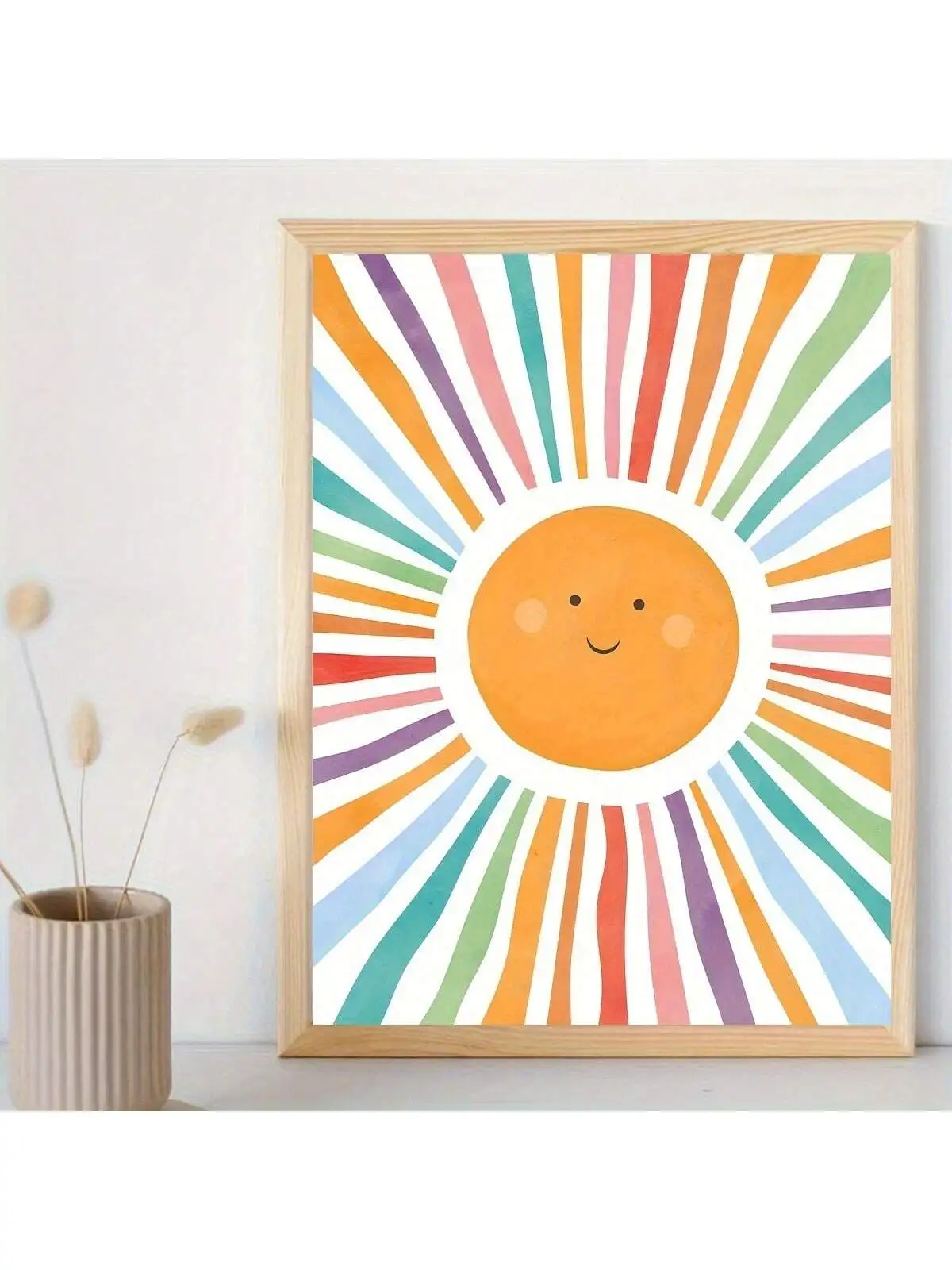 Watercolor Sun Poster, Sun Playroom Decor, Watercolour Nursery Prints Canvas Painting, Nursery Wall Art Picture, Sun Wall Art