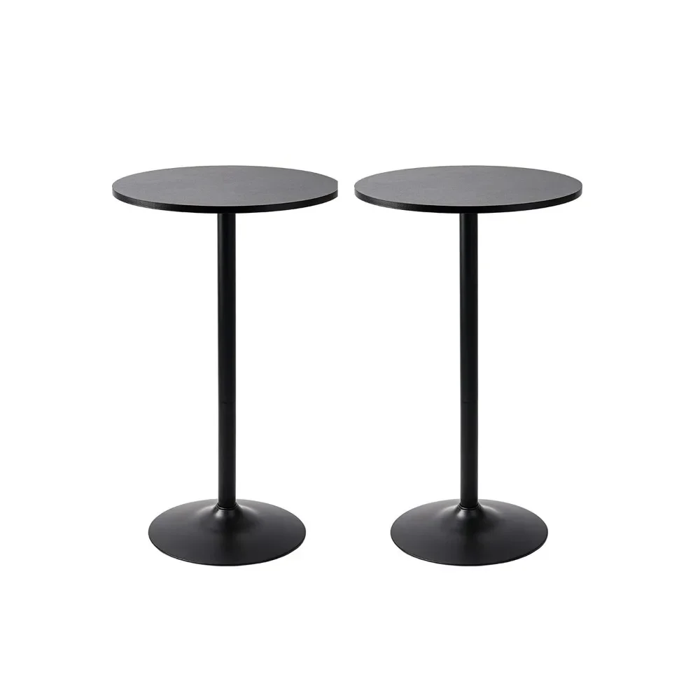 2 Pack Round Bar and Pub Table, Black